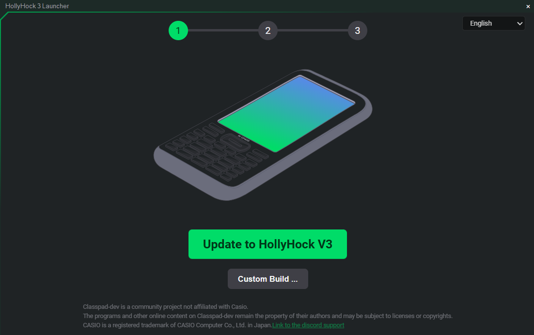 Click Update to HollyHock V3